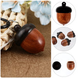 12pcs Disconnectable Ebony Wood Acorn Pendants, with 12pcs Imitation Leather Cord, for Necklace Making, Black, Pendant: 3.1x2.2cm, Hole: 1.4mm, Leather Cord: 450mm