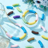 Opaque Acrylic Beads, Curved Tube, Mixed Color, 34.5x13x11mm, Hole: 3.5mm, about 155pcs/box