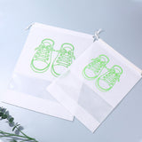 10Pcs 2 Sizes Non-Woven Fabric Shoes Storage Drawstring  Bags, Rectangle with Shoes Pattern, White, 35.8~43.7x27~32x0.1cm, 5pcs/size