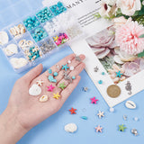 DIY Ocean Jewelry Making Finding Kit, Including Starfish & Dolphin & Chips Synthetic Turquoise & Natural Shell & Imitated Gemstone Acrylic Beads, Iron Ring, Alloy Pendant & Clasps, Mixed Color, 406Pcs/box