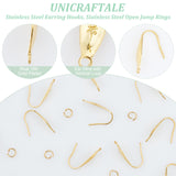 100Pcs 316 Stainless Steel Earring Hooks, Ear Wire with Vertical Loop & 100Pcs 304 Stainless Steel Open Jump Rings, Real 18K Gold Plated, 20.5x4.5mm, Hole: 1.2mm