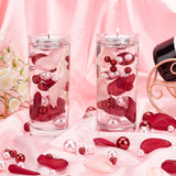 Vase Fillers for Centerpiece Floating Candles, including Satin Circular Artificial Rose Petals, with Plastic Imitation Pearl Undrilled/No Hole Beads, Mixed Color, Beads: 10~20mm, 140pcs, Petals: 43~55x32~45x0.2~0.5mm, 60pcs