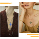 Cross Gemstone Pendants Sets, Natural & Synthetic, with Metal Findings, 26x15x4mm, Hole: 6x3mm
