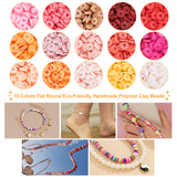 3750Pcs 15 Colors Flat Round Handmade Polymer Clay Beads, Disc Heishi Beads for Hawaiian Earring Bracelet Necklace Jewelry Making, Mixed Color, 6x1mm, Hole: 2mm, 250pcs/color