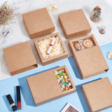 Kraft Paper Storage Gift Drawer Boxes, Gift Packaging Case for Wedding Party Supplies, BurlyWood, Square, 12x12x4cm, Inner Diameter: 10x10cm