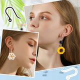 200Pcs 2 Colors Plastic Earring Hooks, Ear Wire, with Horizontal Loop, Black & White, 11x9x0.6mm, 22 Gauge, Hole: 0.9mm, 100Pcs/color