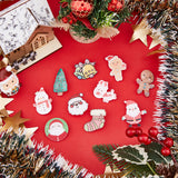 40Pcs 10 Style Christmas Sock & Santa Claus & Tree & Gingerbread Man & Deer Acrylic Brooch Pin, Iron Badge for Backpack Clothes, Mixed Color, 27.5~40.5x22~36x2~2.5mm, 4Pcs/style