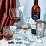 40Pcs Custom Mirror Acrylic Wine Glass Charms, Goblet Marker, Heart, Silver, 43x49.5x1.5mm