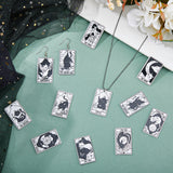 22Pcs 22 Style Tarot Theme Printed Acrylic Pendants, Rectangle with Cat Pattern Charms, Cat Shape, 39x24x2.5mm, Hole: 1.8mm, 1pc/style