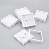Plastic Jewelry Set Box, for Necklace & Earring & Ring, with Sponge Inside, Square, White, 9x9x2.7cm
