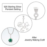 925 Sterling Silver Hollow Charm Cabochon Settings, Twist, Platinum, 32x27x1mm, Hole: 5x4mm