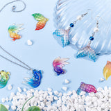48Pcs 2 Style Transparent UV Printed Acrylic Pendants, with Spray Paint Bottom, Fishtail & Goldfish, Mixed Color, 24.5x29.5x4mm, Hole: 1.4mm
