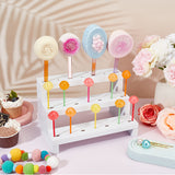 3-Tier Natural Wood Lollipop Display Risers, Rectangle Cake Pop Display Holder for Baby Showers, Birthday Party, White, Finish Product: 12.5x23x14cm