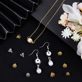 200Pcs 2 Colors Brass Bead Cap Bails, Multi-Petal, Flower, Golden & Silver, 8x8mm, Hole: 1.2mm, 100pcs/color