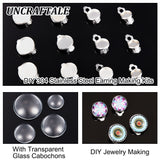 DIY Earring Making, with Transparent Glass Cabochons and 304 Stainless Steel Clip-on Earring Findings, Stainless Steel Color, 8mm/10mm/12mm/14mm, 40pcs/box