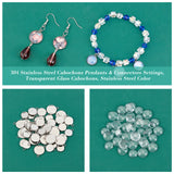 DIY Flat Round Pendant Making Kits, Including 304 Stainless Steel Cabochons Pendants & Connectors Settings, Transparent Glass Cabochons, Stainless Steel Color, Settings: 120pcs/box