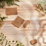 3Pcs 3 Style Transparent Acrylic Clay Tool, Cutting Grid Scrap Template, Clear, 14.9~24.7x6.9x0.25~0.3cm, Inner Diameter: 6.5x0.3~0.5cm, 1pc/style