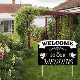 Plastic Yard Signs Display Decorations, for Outdoor Garden Decoration, Rectangle with Word WELCOME TO OUR WEDDING, Black, 230x360x4mm