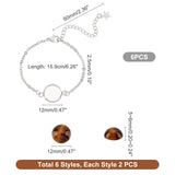 DIY Flat Round Stone Bracelet Making Kit, Include 304 Stainless Steel Bracelet Making, Natural Mixed Gemstone Cabochons, Bracelet Making: 6pcs/box