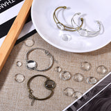 DIY Brass Bangle Makings, Bangle Blanks, with Transparent Clear Glass Cabochons, Mixed Color, Bangle: 8pcs/set, Glass Cabochons: 8pcs/set