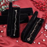 Velvet Necklace Boxes, Jewelry Boxes, Rectangle, Black, 21.8x5x3cm, 4pcs/bag