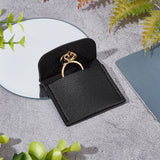 Cowhide Leather Jewelry Storage Bags, for Earrings, Bracelets, Rings Storage, Square, Black, 5.55~5.7x5.85x0.55cm