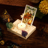 Carved Wood Candle Holders, Wooden Card Stand for Tarot, Witch Divination Tools, Rectangle, Sun Pattern, 10x0.8x1.5cm