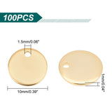 Ion Plating(IP) 304 Stainless Steel Charms, Flat Round, Stamping Blank Tag, Golden, 10x1mm, Hole: 1.5mm, 100pcs/box