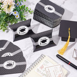 Paper Pillow Candy Box Treat Boxes, for Wedding Favors Baby Shower Birthday Party Supplies, Doctorial Hat Pattern, Black, 8.7x6.3x2.4cm, Unfold: 11.5x7x0.09cm