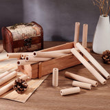 4 Styles Unfinished Beech Wood Rods, Craft Stick, Hollow, Column, Tan, 5~20x1.5cm, Hole: 8mm, 38pcs/bag