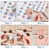 DIY Finger Ring Making Kits, with Transparent Glass Cabochons, Vintage Adjustable Iron & Brass Finger Ring Components Alloy Cabochon Bezel Setting, Antique Bronze, Size: 7, Inner Diameter: 17mm, 11pcs/set