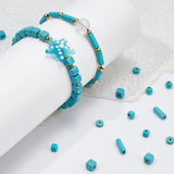 10 Strands 5 Style Synthetic Turquoise Beads, Dyed, Flat Round/Disc & Cube & Column & Cube & Round, Turquoise, 2strands/style