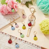 10Pcs 5 Color Alloy Enamel Beetle Charm Locking Stitch Marker, with 304 Stainless Steel Leverback Earring Findings, Plastic Ear Nuts, Mixed Color, 38mm, Pin: 1x0.8mm, 2Pcs/color