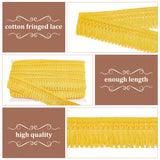 15 Yards Cotton Lace Fringe Tassel Trimmings, Cotton Ribbon, for Sewing Cloth Craft, Gold, 1-5/8 inch(40mm)