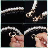 2Pcs ABS Plastic Imitation Pearl Beaded Bag Straps, with Light Gold Zinc Alloy Swivel Clasps, for Bag Replacement Accessories, White, 41cm