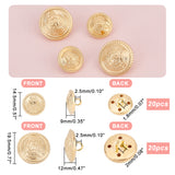 40Pcs 2 Style 4-Hole Brass Buttons, for Sewing Crafting, Half Round with Badge, Golden, 14.5~19.5x9~12mm, Hole: 1.8~2x2.5mm, 20pcs/style