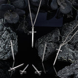 16Pcs 304 Stainless Steel Pendant, Sword Charm, Stainless Steel Color, 45x13.5x2mm, Hole: 1.8mm