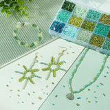 6178Pcs 15 Style Glass Round Seed & Bugle Beads, Mixed Style, Yellow Green, 2~6mm, hole: 0.5~1mm