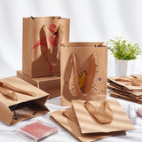 50Pcs Rectangle Kraft Paper Bags with Handle, Retail Shopping Bag, Merchandise Bag, Gift, Party Bag, with Nylon Cord Handles, BurlyWood, 16x12x5.7cm