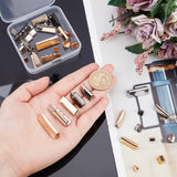 38Pcs 7 Style Brass Ribbon Crimp Ends, Crimp End Findings, Rectangle, Mixed Color, 6~10x6.5~30mm