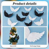 PandaHall 24Pcs 4 Style Elite Plastic Wings, for Christmas Gift Accessories, Cake DIY Decorations, Mixed Color, 69~79x82~102x17~21.5mm, 6pcs/style