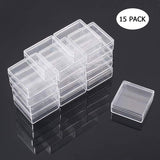 Plastic Bead Containers, Square, Clear, 5x5x2cm, Inner Diameter: 4.5x4.5cm, 15pcs/box