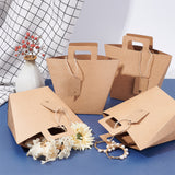 Rectangle Foldable Creative Kraft Paper Gift Bag, with Jute Cords and Paper Price Tags, Tan, 9x17.5x12cm