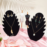 Leaf Velvet Cover with Cardboard Paper Necklace Display Stands, Jewelry Slant Back Organizer Holder for Necklace Storage, Black, Finish Product: 19.8x11.8x26.7cm, groove: 1.1cm