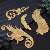 4 Style Polyester Computerized Embroidery Sew on Patches, Ethnic Style Metallic Thread Embroidery Appliques, Leaf and Flower, Gold, 120~225x30~115x1mm