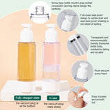 Empty Portable Plastic Airless Pump Bottles, Refillable Vacuum Press Bottle, Lotion Foundation Travel Container, with PP Cover, White & Clear, 15.7cm, Capacity: 80ml(2.71fl. oz)