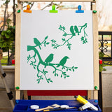 PET Plastic Hollow Out Drawing Painting Stencils Templates, Square, Bird Pattern, 300x300mm