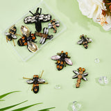 9Pcs 9 Style Bees & Dragonfly Handicraft Acrylic & Glass Beaded Appliques, with Rhinestones, Costume Accessories, Mixed Color, 29~50x24~62x6~9mm, 1pc/style