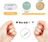 DIY Jewelry Set Kits, with Natural Gemstone Beads and Elastic Crystal Thread, Round, 8~8.5mm, Hole: 1~1.1mm, 144pcs/set, 0.8mm, about 10m/roll, 1roll/set