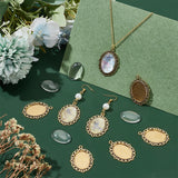 DIY Blank Oval Pendant Making Kit, Including Tibetan Style Pendant Cabochon Settings, Glass Cabochons, Golden, 60Pcs/box